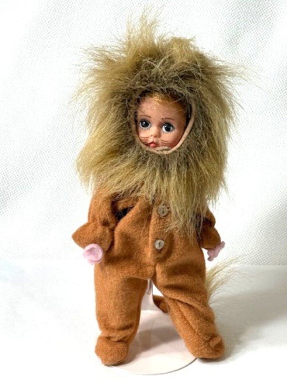 Madame Alexander restrung 8" Cowardly Lion doll with stand.